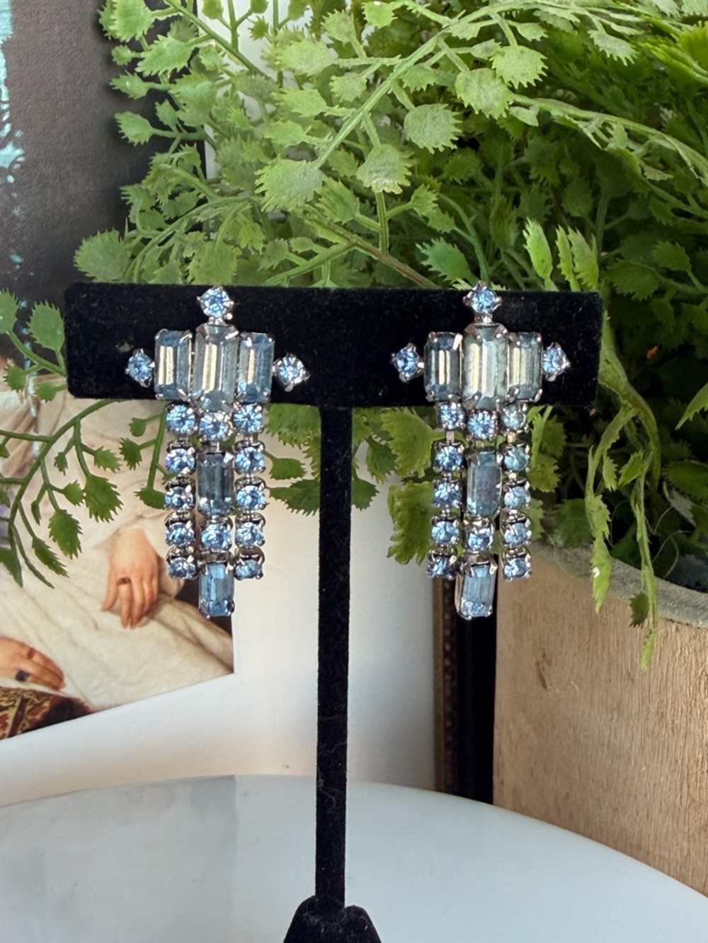 Vintage Baguette Chandelier Earrings